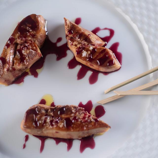 Bouchées de Foie Gras de Canard Quercynois poêlé au caramel de Malbec