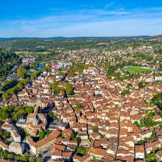 Vue aérienne de Figeac