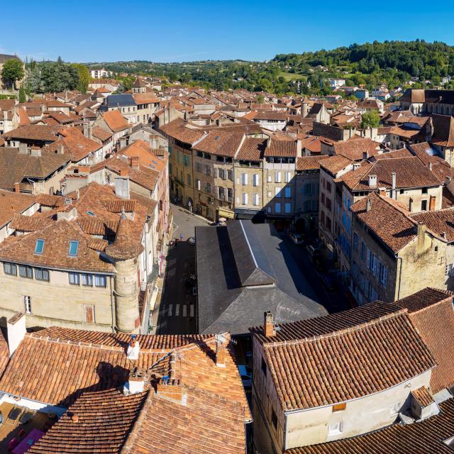 Vue aérienne de la Halle de Figeac