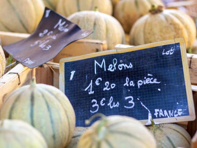 Melons du Quercy sur le marché de Cahors