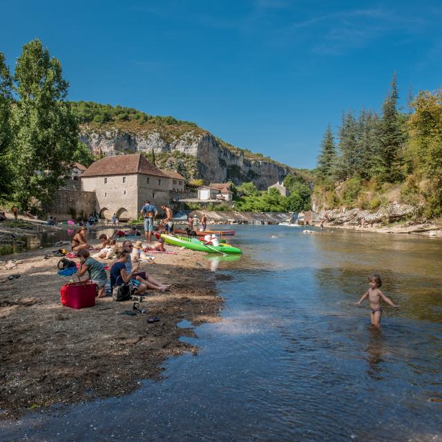 Baignade dans le Célé à Cabrerets