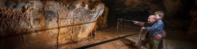 Chevaux ponctués - père et fils - vue serrée - Grotte du Pech Merle