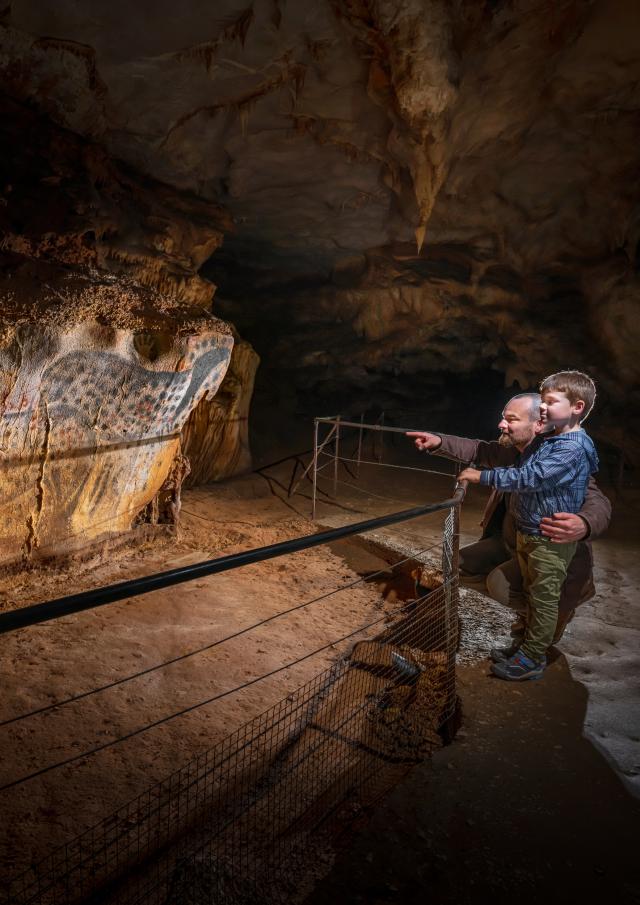 Chevaux ponctués - père et fils - vue serrée - Grotte du Pech Merle