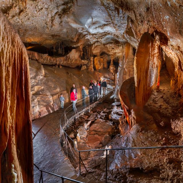 Salle des disques avec public - Grotte du Pech Merle.