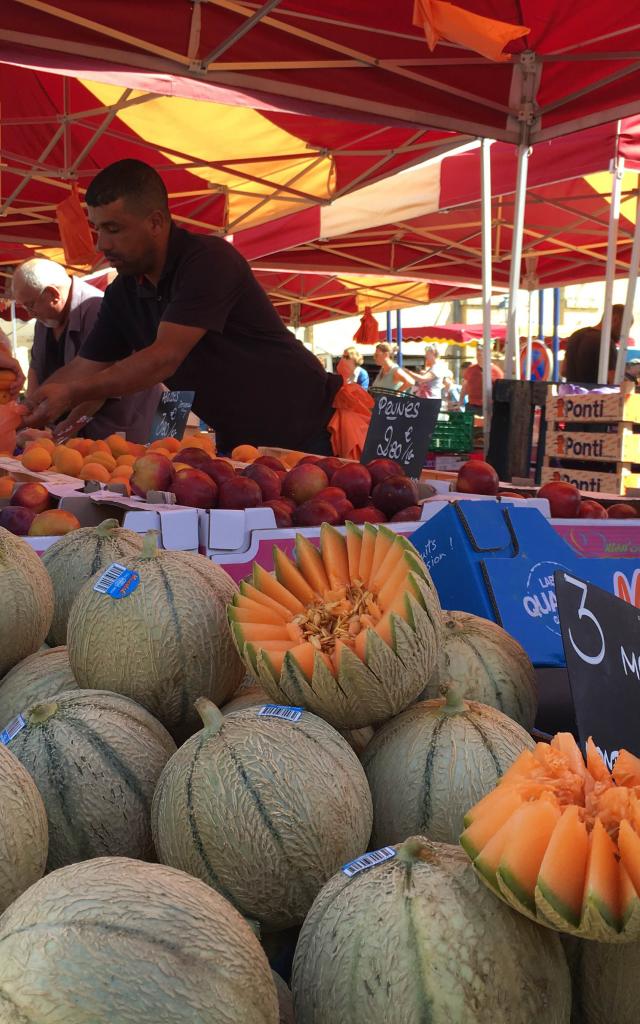 Melons sur le marché de Gourdon