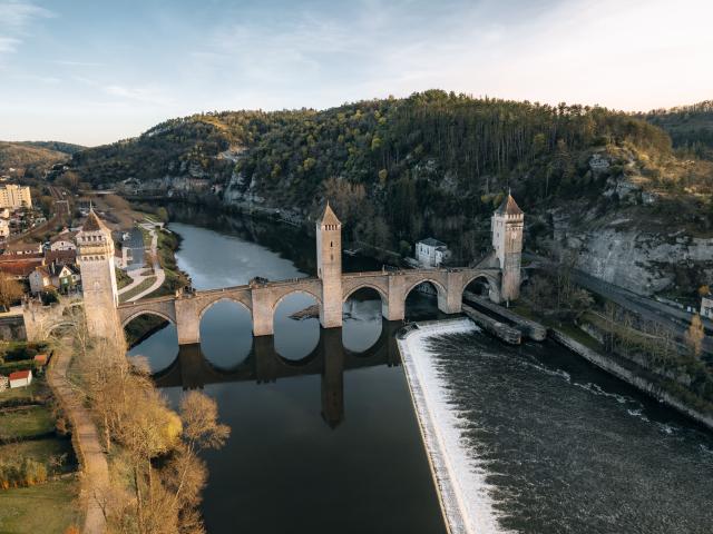 Vue aérienne du Pont Valentré