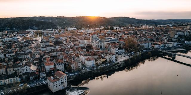 Vue aérienne sur la vieille ville de Cahors