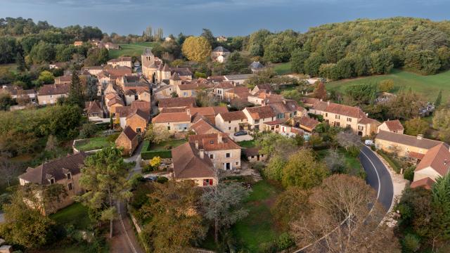 Vue aérienne de Goujounac