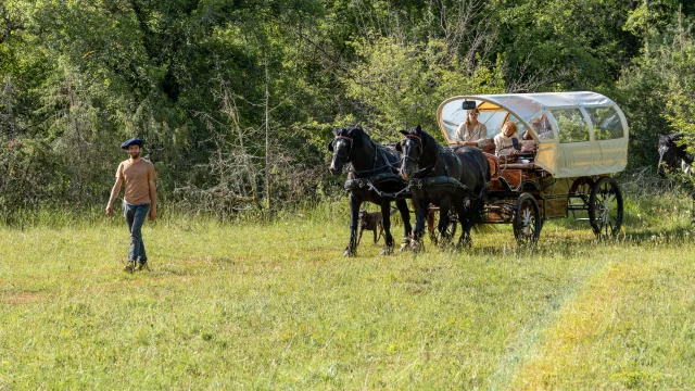 Déaprt du bivouac en calèche