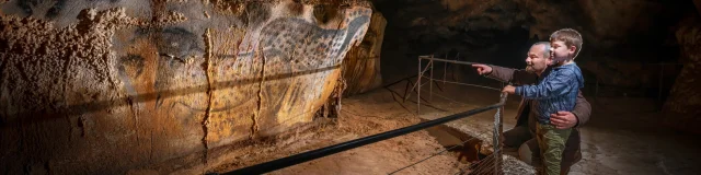 Chevaux ponctués - père et fils - vue serrée - Grotte du P