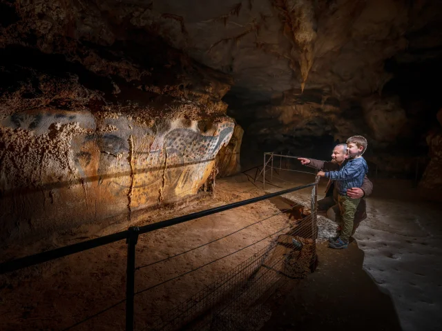 Chevaux ponctués - père et fils - vue serrée - Grotte du P